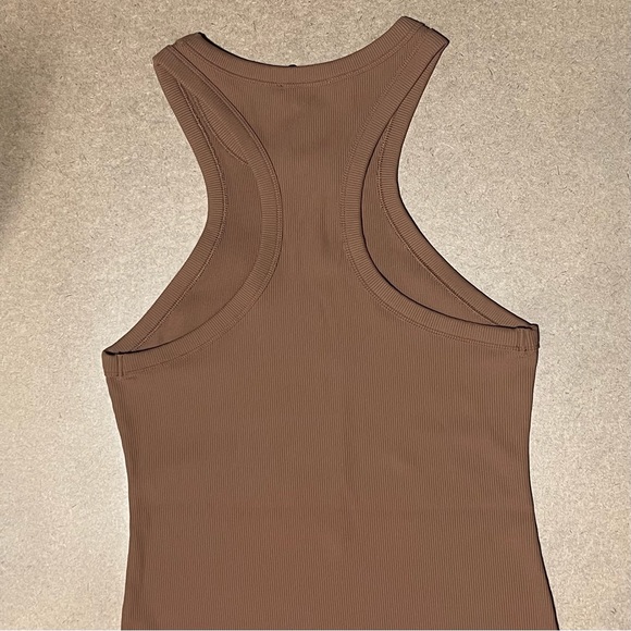 Aritzia Babaton Sculpt Ribbed Racerback Mini Dress in Brown, Size L - Picture 9 of 17